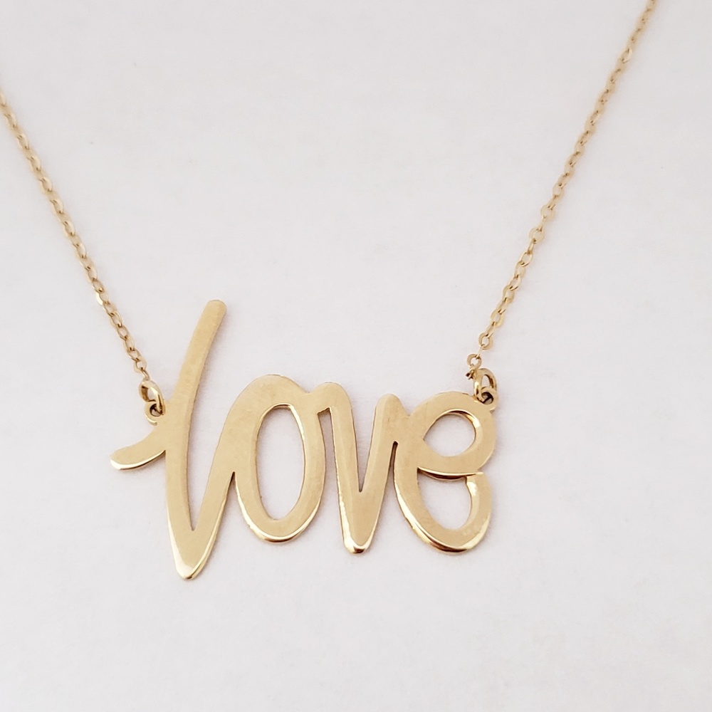 14K Yellow Gold Love Pendant Necklace